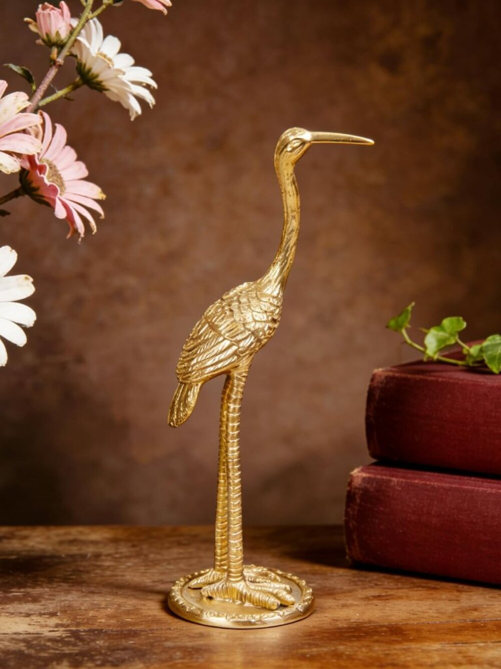 Gold Crane Ring Holder Jewelry Stand Metal Ring Storage